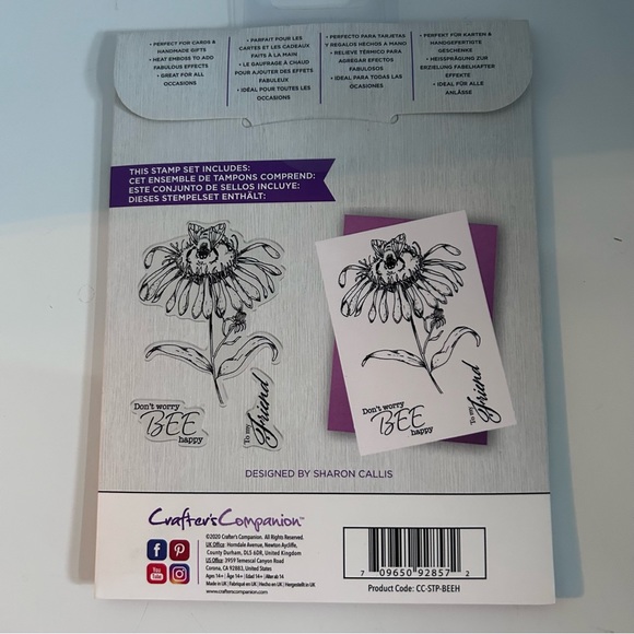 Crafter’s companion 3-pc photo polymer stamps - BEE HAPPY - Picture 2 of 2